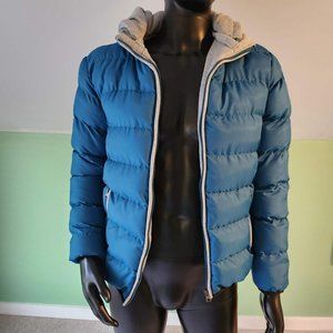 Large teal puffer jacket / gray hoodie combo. Unbranded but brand new!